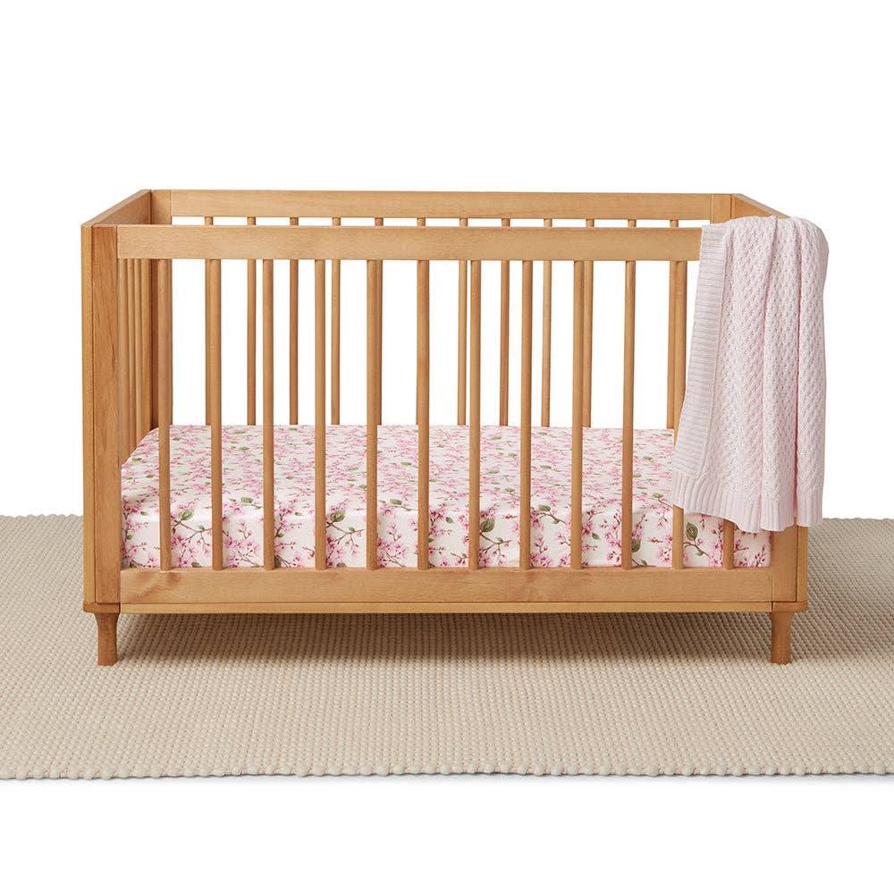 Cherry Blossom Organic Fitted Cot Sheet